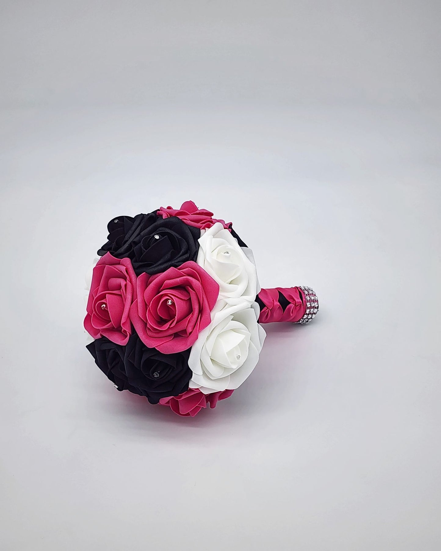 Hot Pink, White, and Black Wedding Bouquet