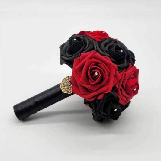 Red and Black Wedding Bouquet