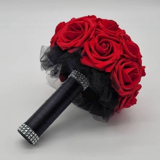 Red and Black Bridal Bouquet