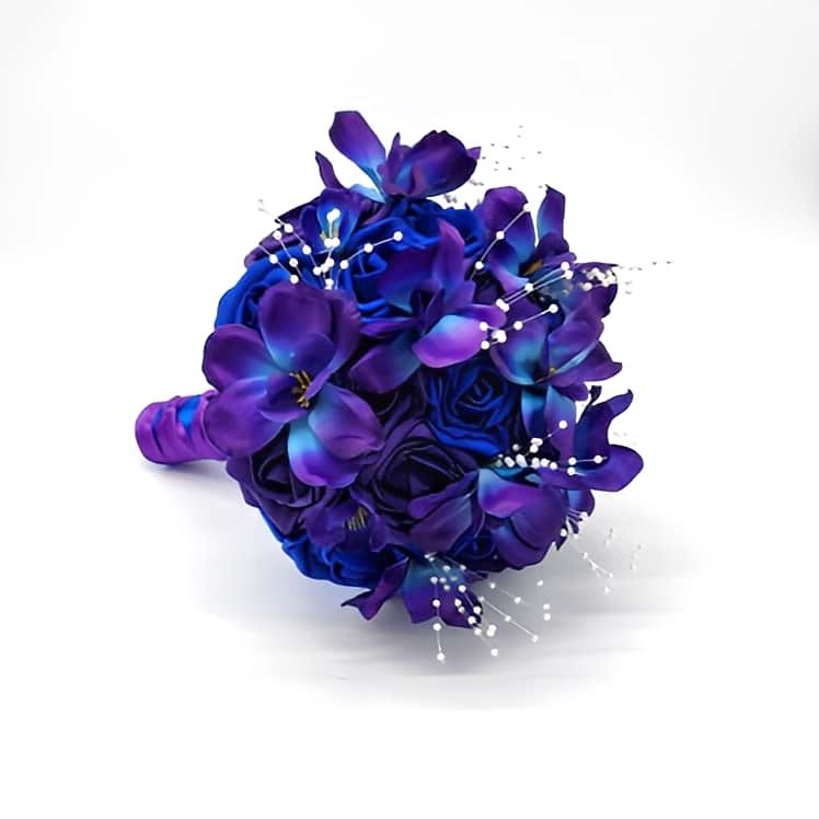 Royal Blue and Purple Wedding Bouquet