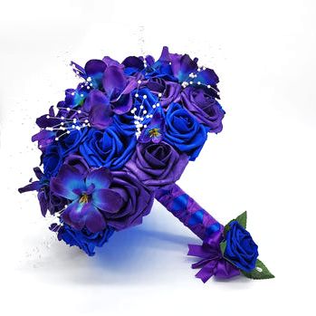 Royal Blue and Purple Wedding Bouquet