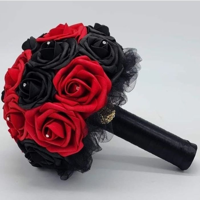 Red and Black Bridal Bouquet