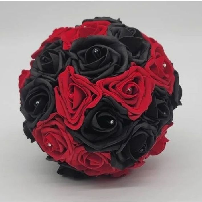 Red and Black Bridal Bouquet