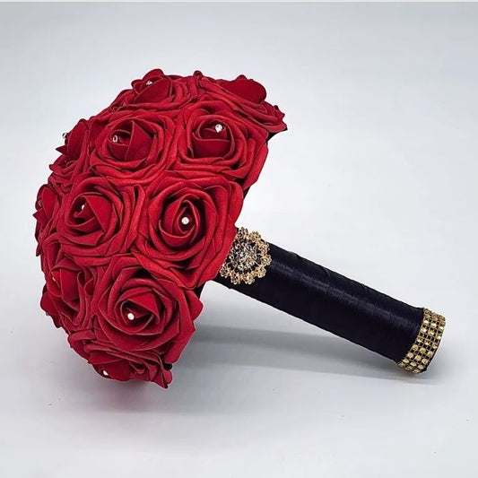 Red and Black Bridal Bouquet