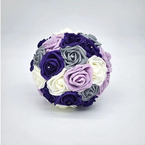 Purple, Lavender, Gray, and Ivory Bridal Bouquet