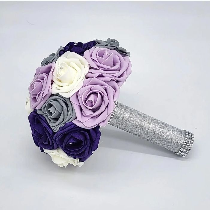 Purple, Lavender, Gray, and Ivory Bridal Bouquet