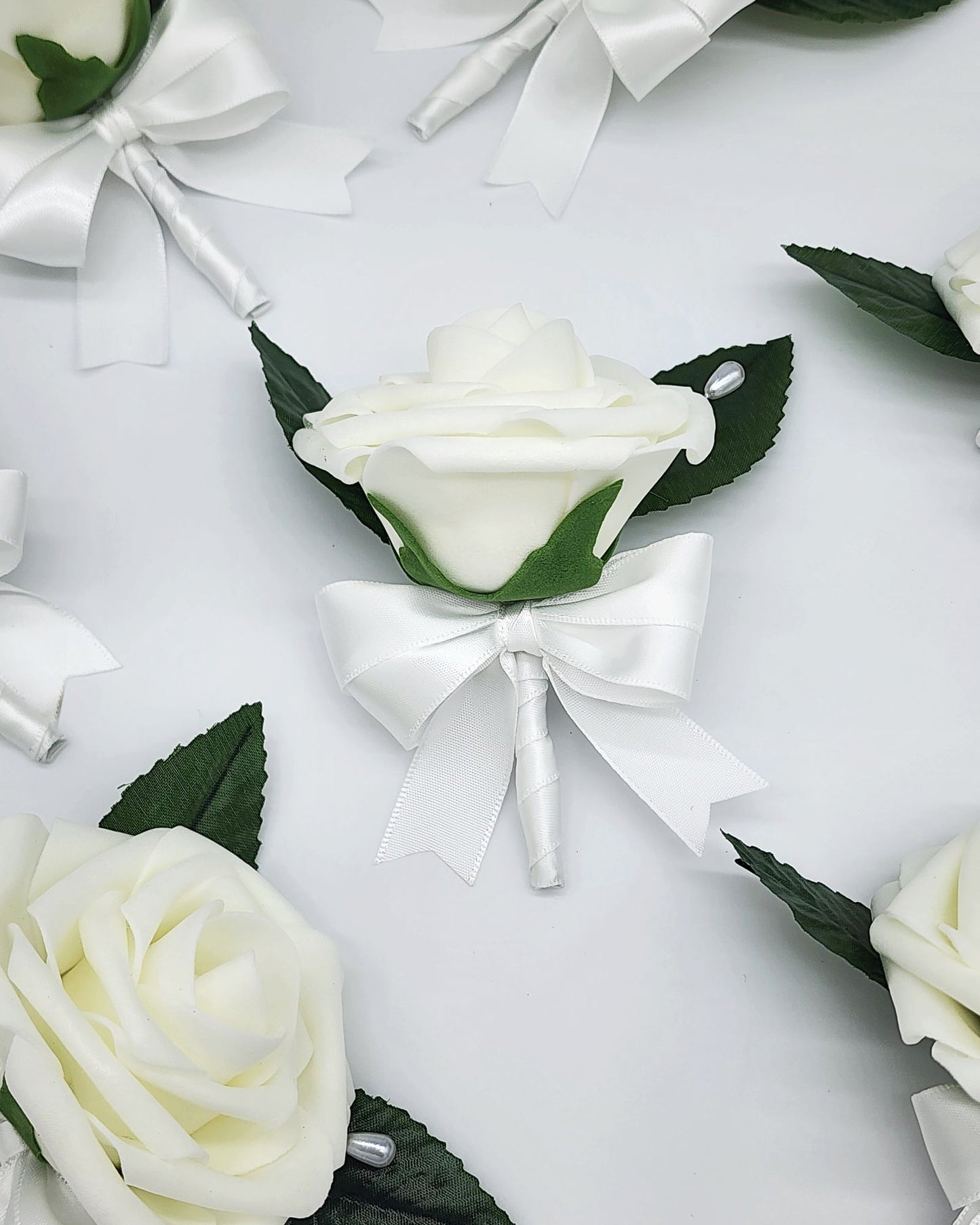 Ivory and White Boutonnieres and Corsages