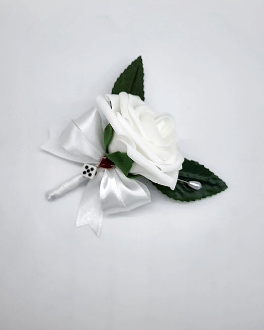 Las Vegas White Boutonnieres and Corsages Made With Real Touch Roses