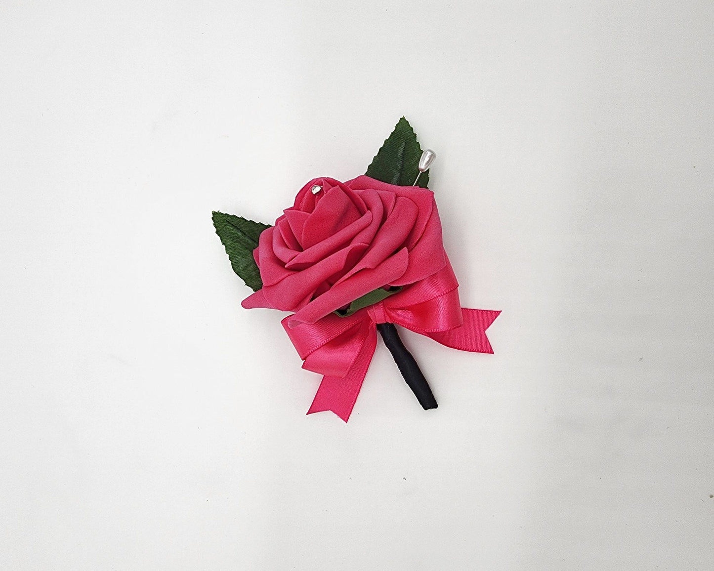 Hot Pink and Black Boutonnieres and Corsages