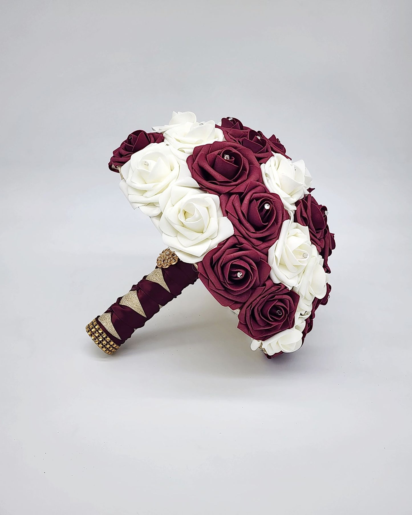 Burgundy and Ivory Bridal Bouquet