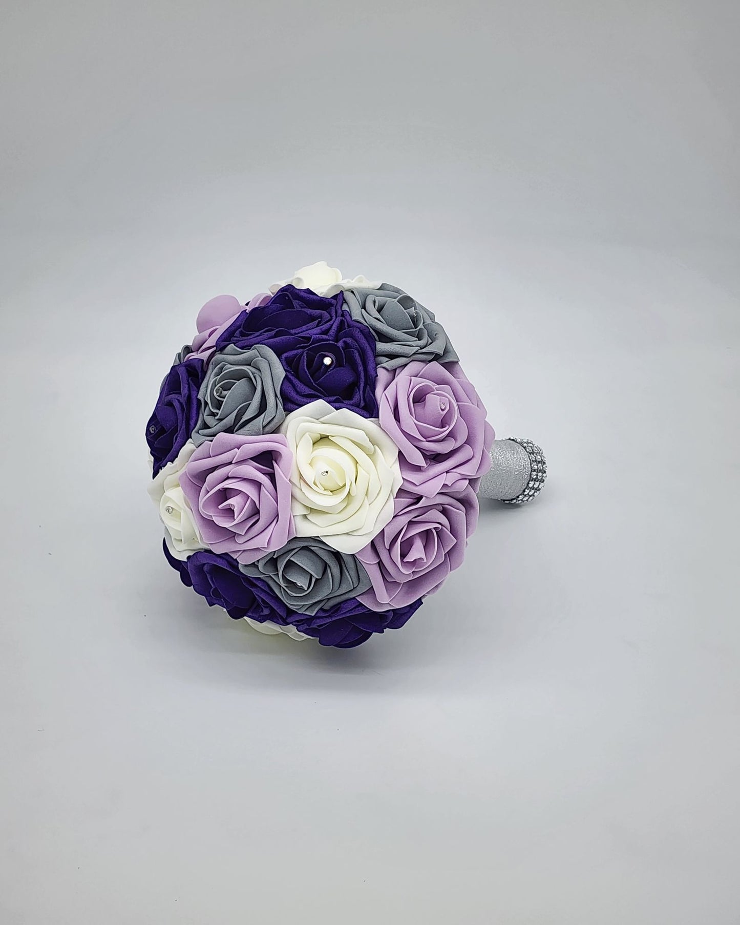 Purple, Lavender, Gray, and Ivory Bridal Bouquet