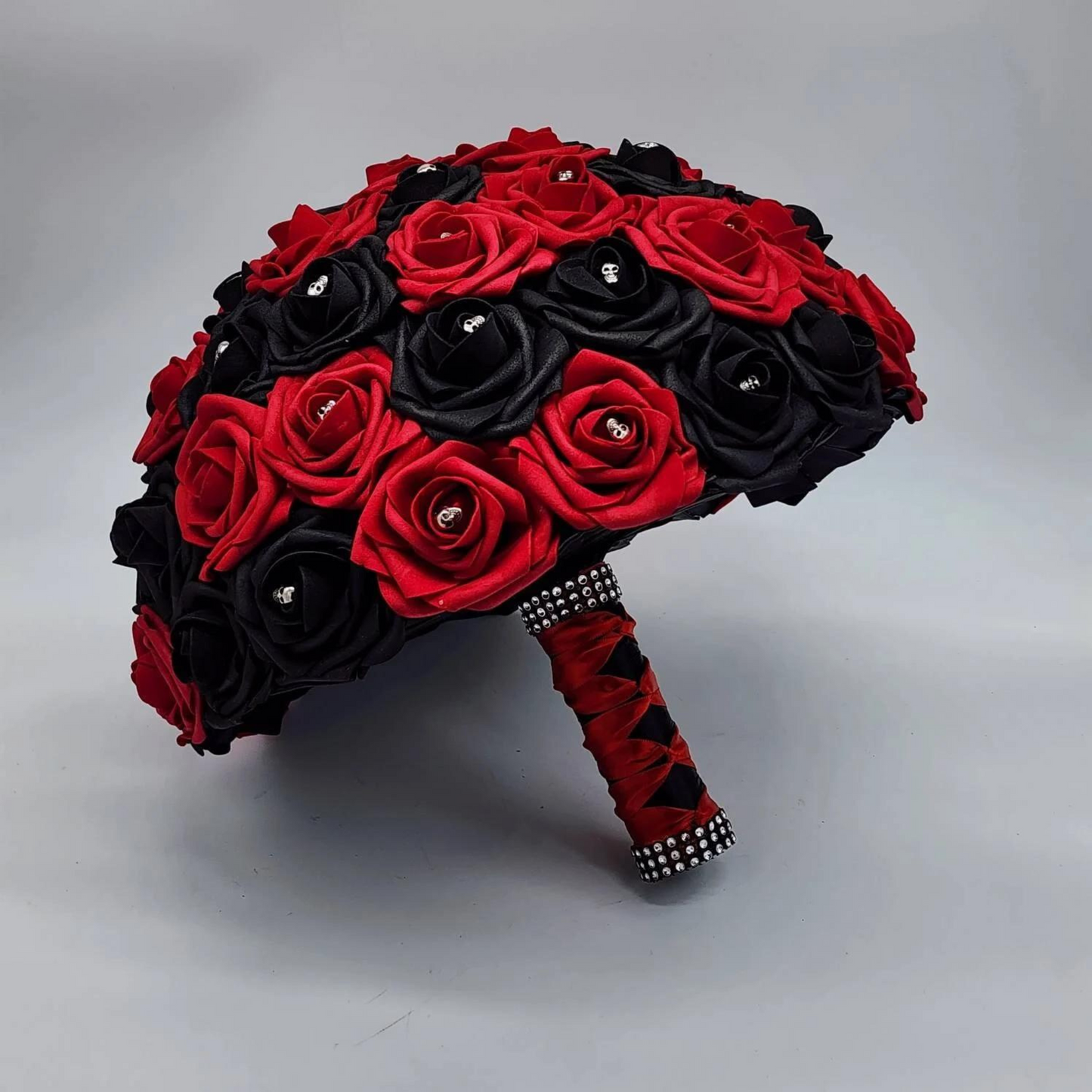 Gothic Skull Black and Red Bridal Bouquet