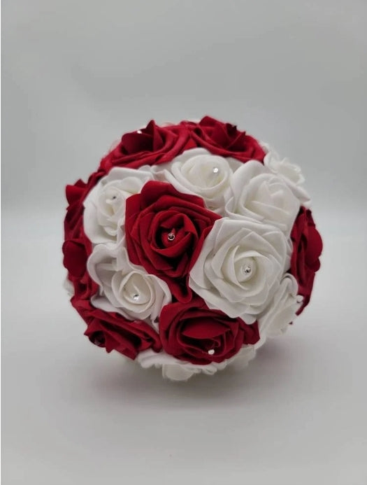 Red and White Bridal Bouquet