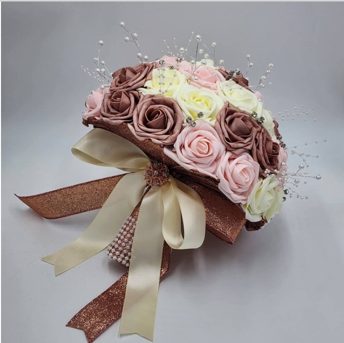 Dusty Rose, Blush, and Ivory Bridal Bouquet