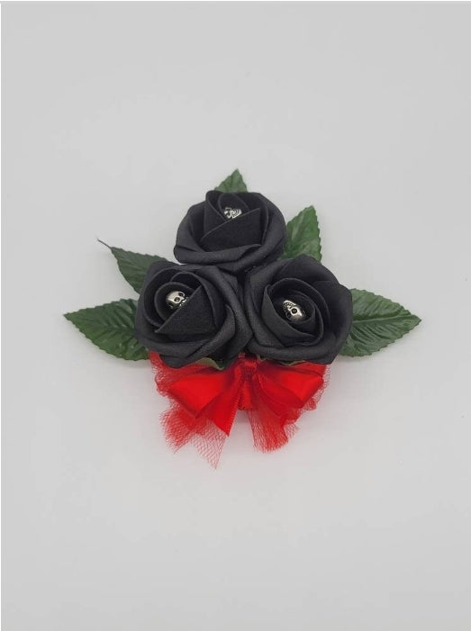 Gothic Skull Black and Red Boutonnieres and Corsages