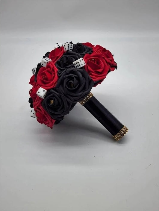 Las Vegas Red and Black Themed Bridal Bouquet