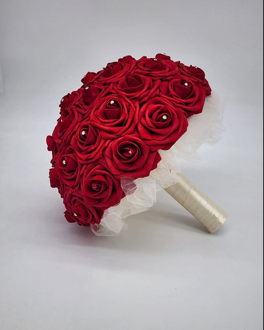 Red and Ivory Bridal Bouquet
