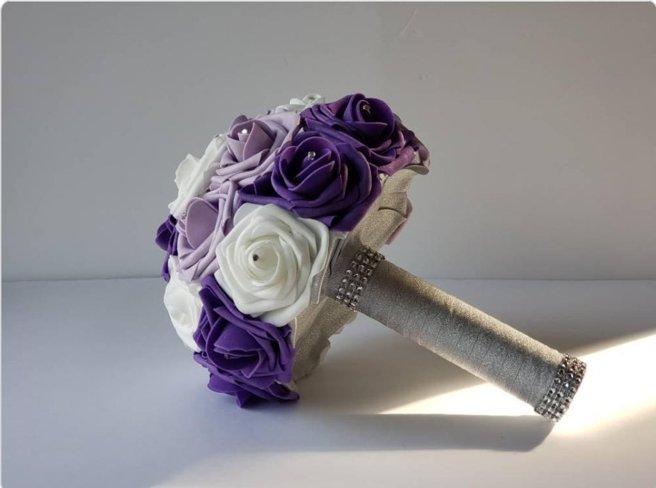 Purple, Lilac, White Bridal Bouquet