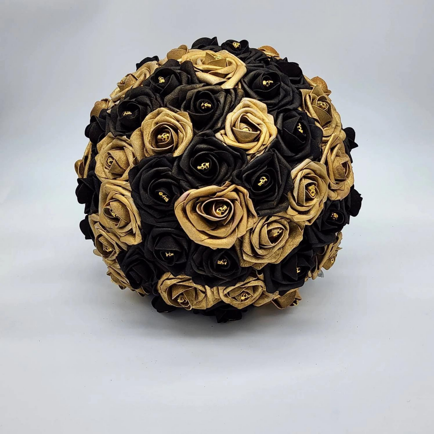 Gothic Skull Black and Gold Bridal Bouquet