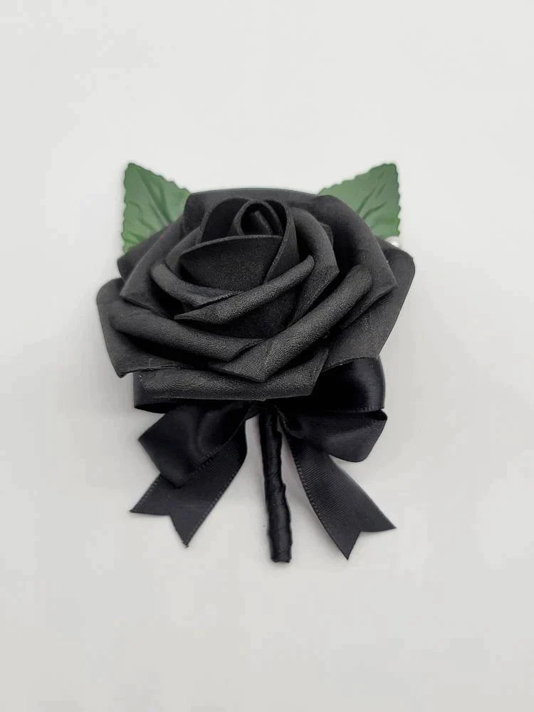 All black mens boutonniere for wedding