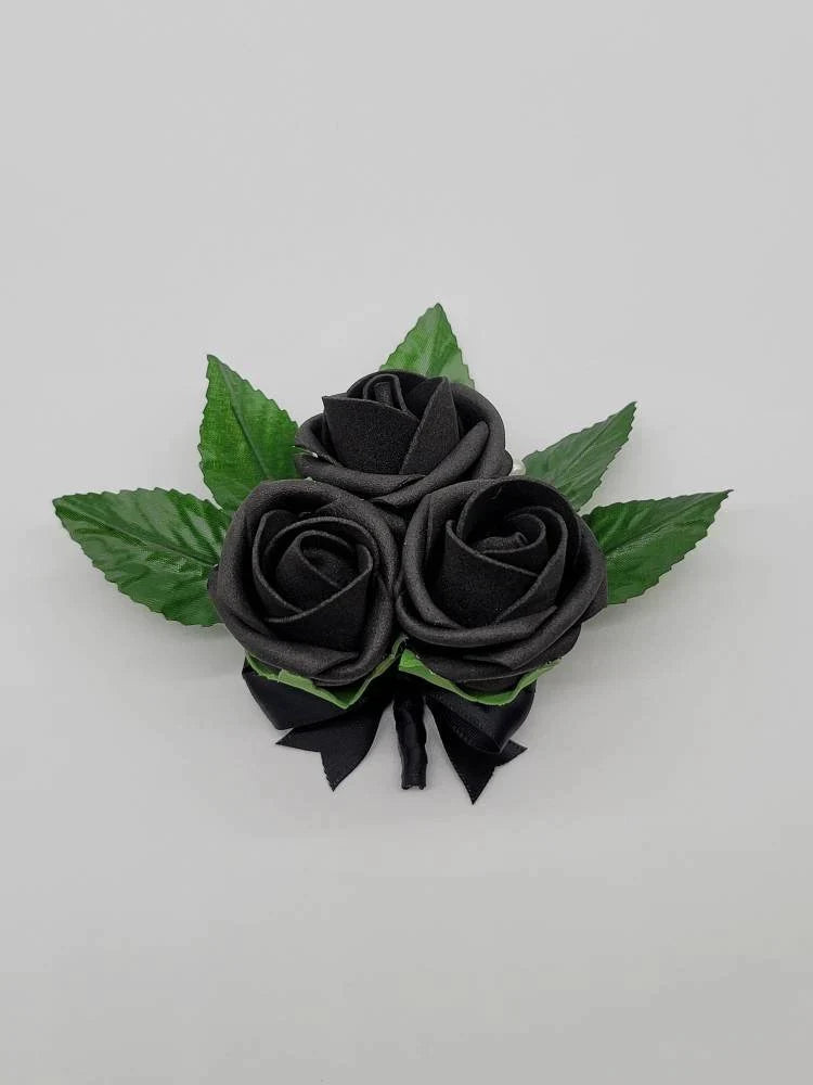 all black pin on corsage