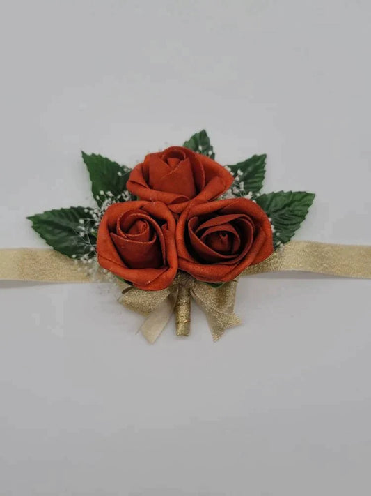Burnt Orange and Gold Boutonnieres and Corsages
