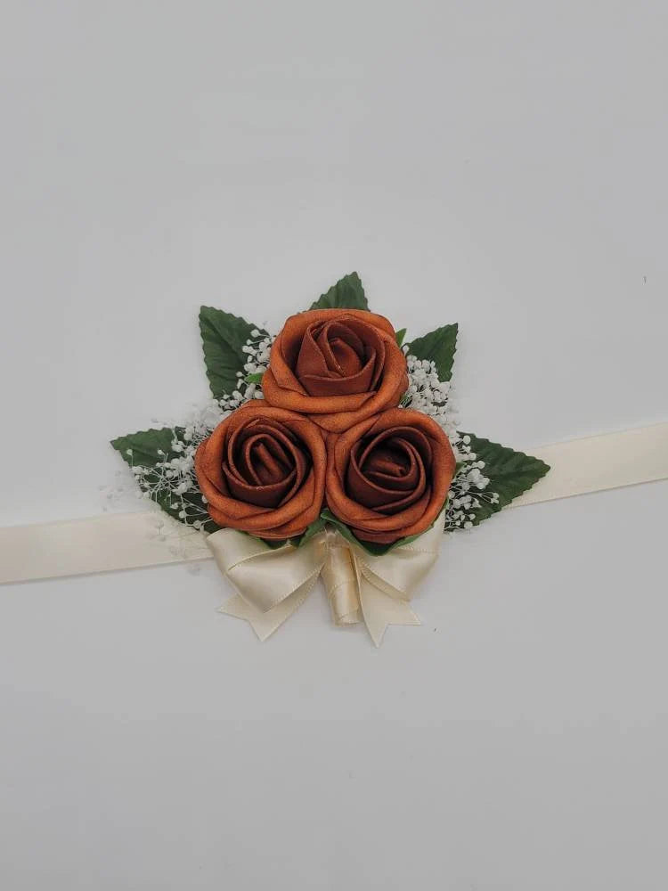 Burnt Orange and Ivory Boutonnieres and Corsages