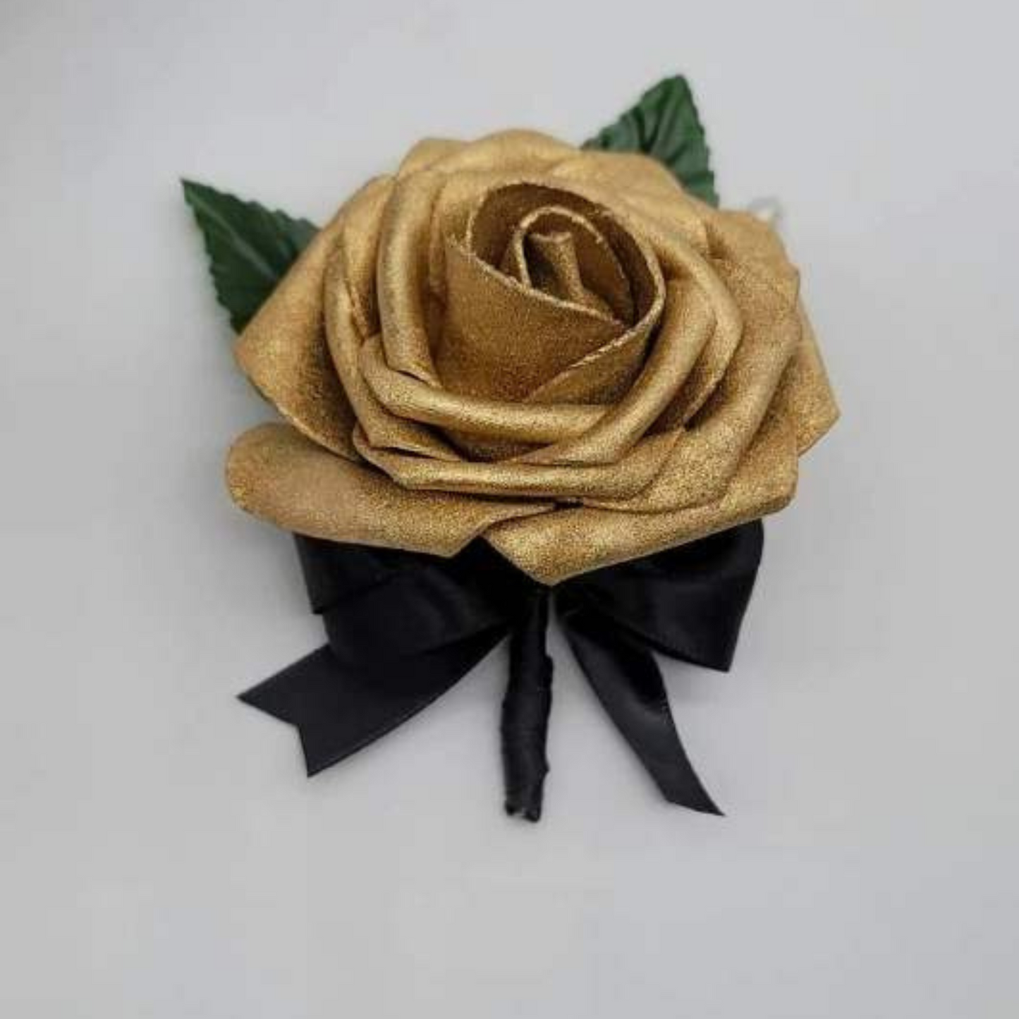 gold and black boutonniere
