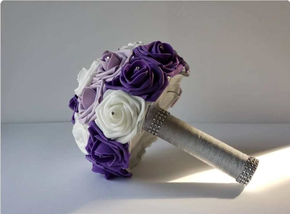 Purple, Lilac, White Bridal Bouquet
