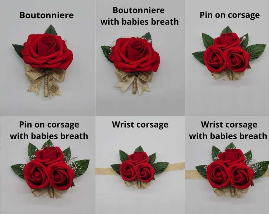 Red and Gold Boutonnieres and Corsages