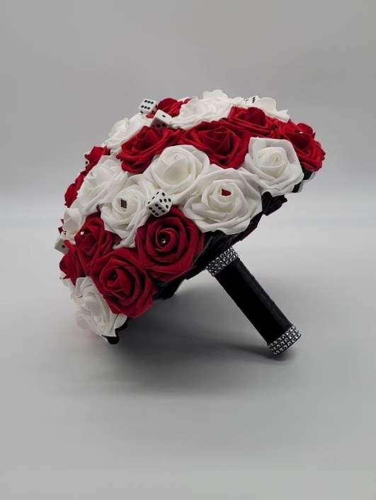 Las Vegas Red and White Themed Bridal Bouquet