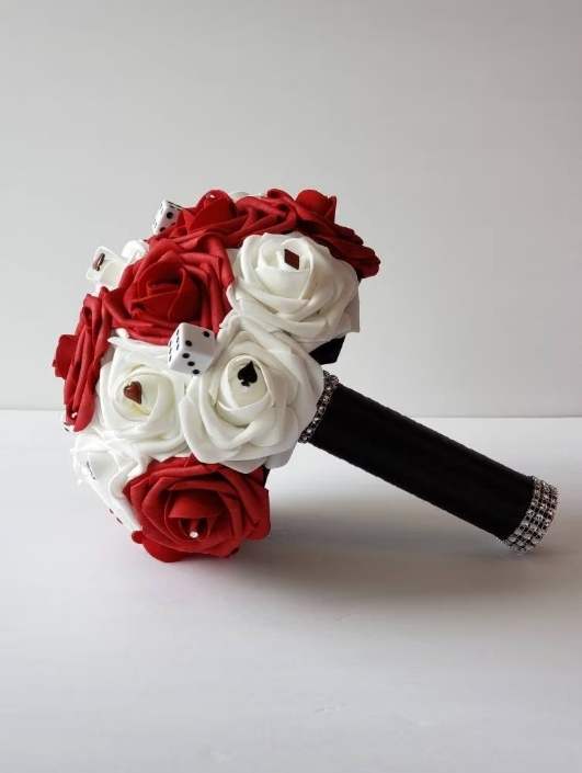 Las Vegas Red and White Themed Bridal Bouquet
