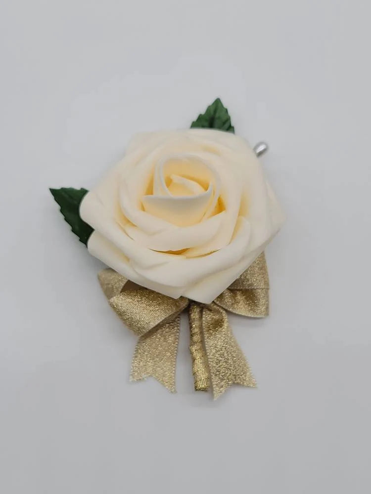 cream and gold boutonniere