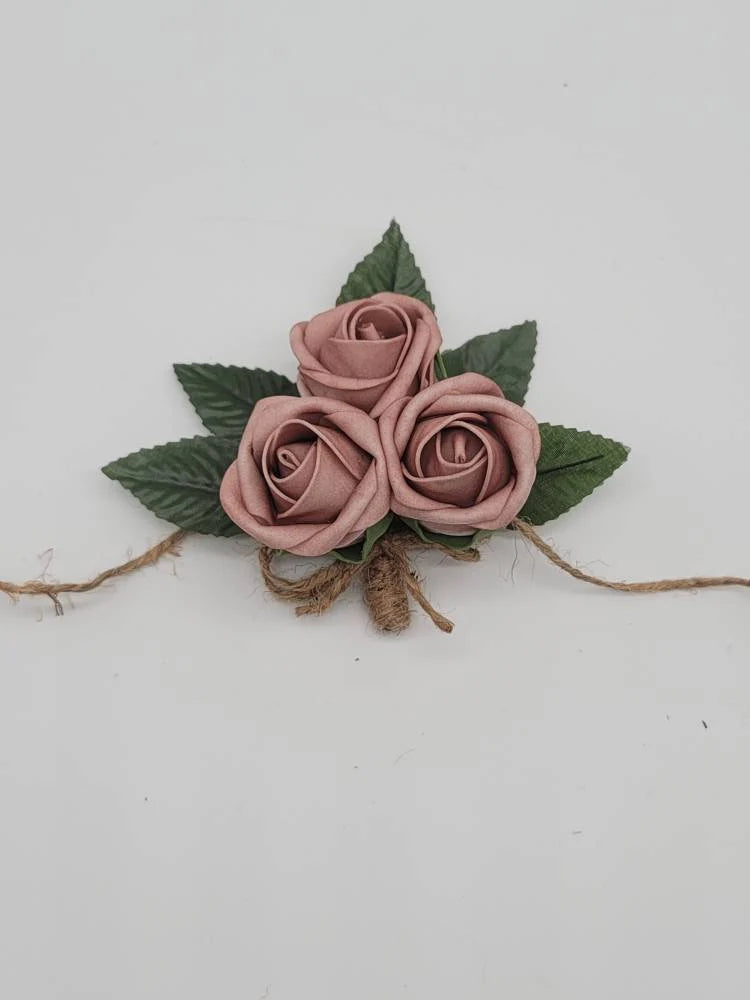 dusty rose and twine wrist corsage