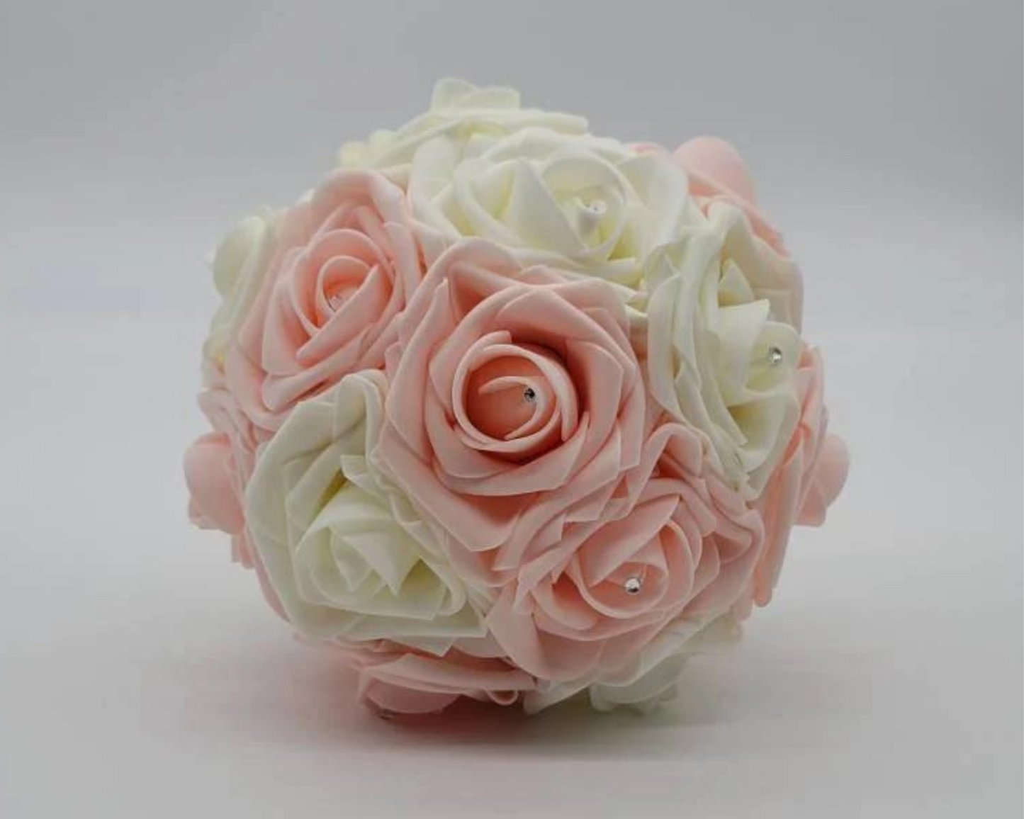 blush and ivory front view bridal bouquet