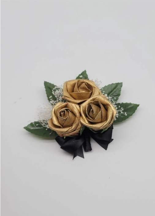 Gold and Black Boutonnieres and Corsages