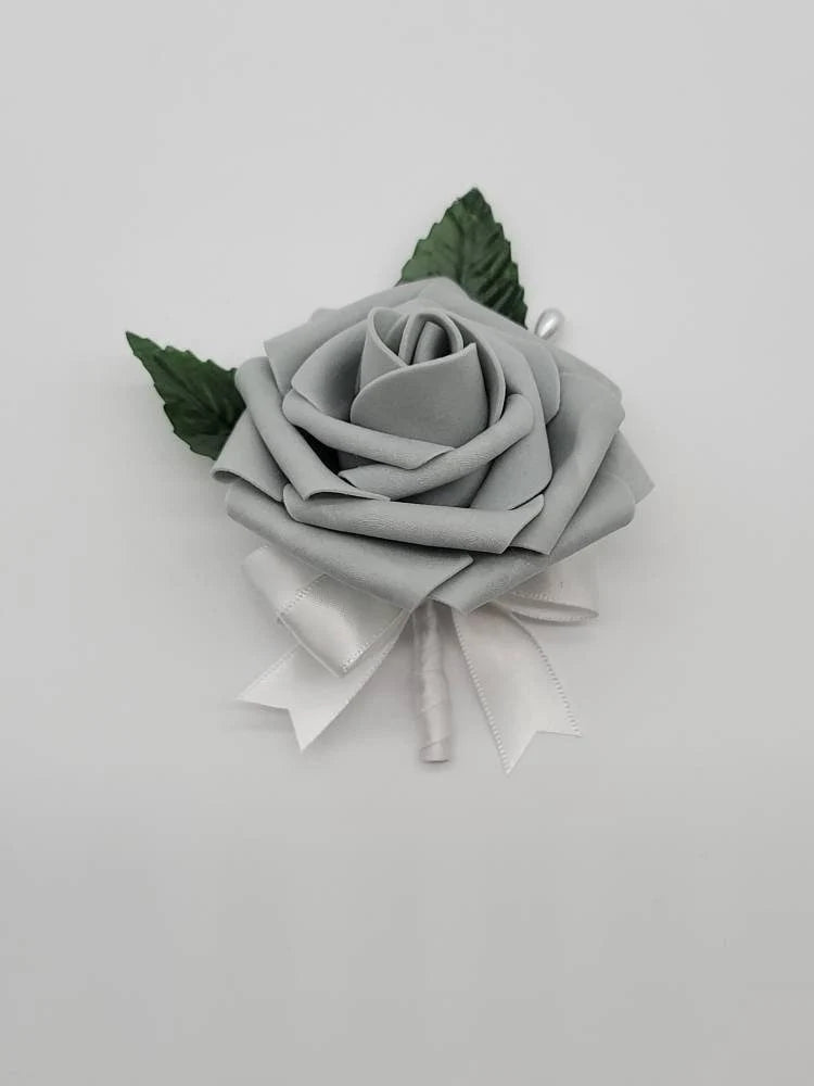 Gray and White Boutonnieres and Corsages
