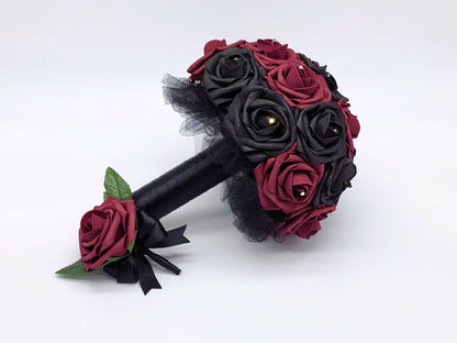 Gothic burgundy and black bridal bouquet