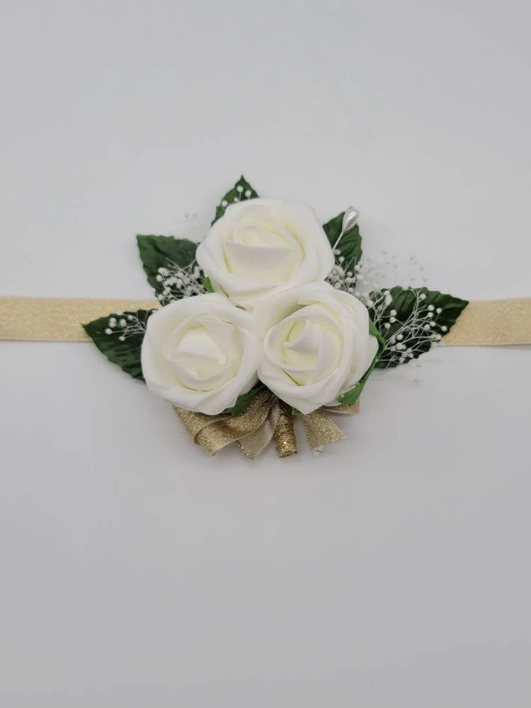 Ivory and Gold Boutonnieres and Corsages