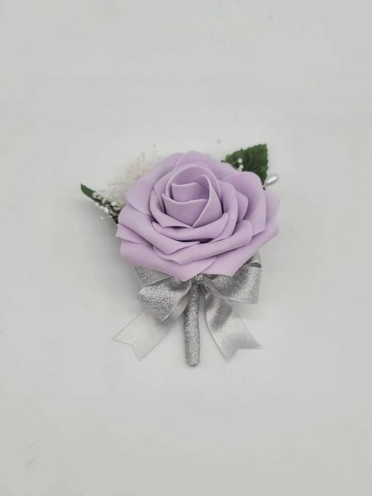 Lilac and Silver Boutonnieres and Corsages