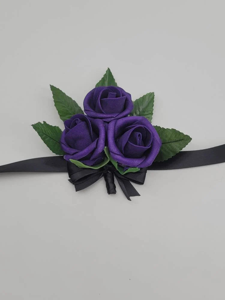 Purple and Black Boutonnieres and Corsages