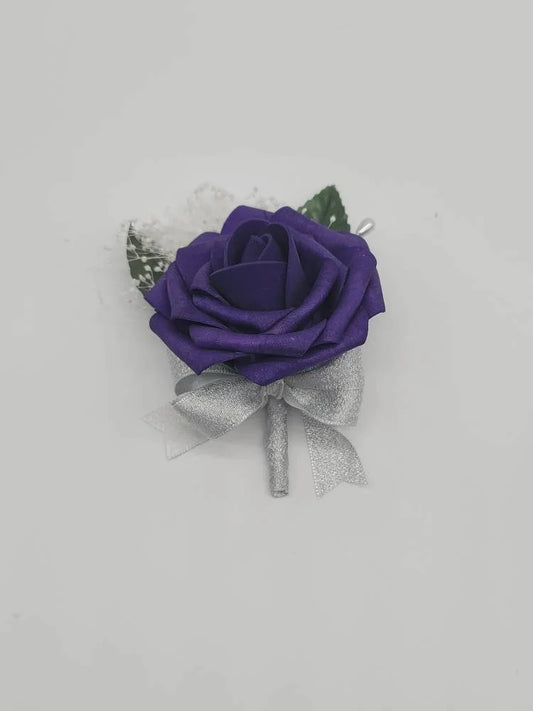 Purple and Silver Boutonnieres and Corsages