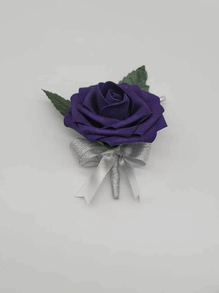 Purple and Silver Boutonnieres and Corsages