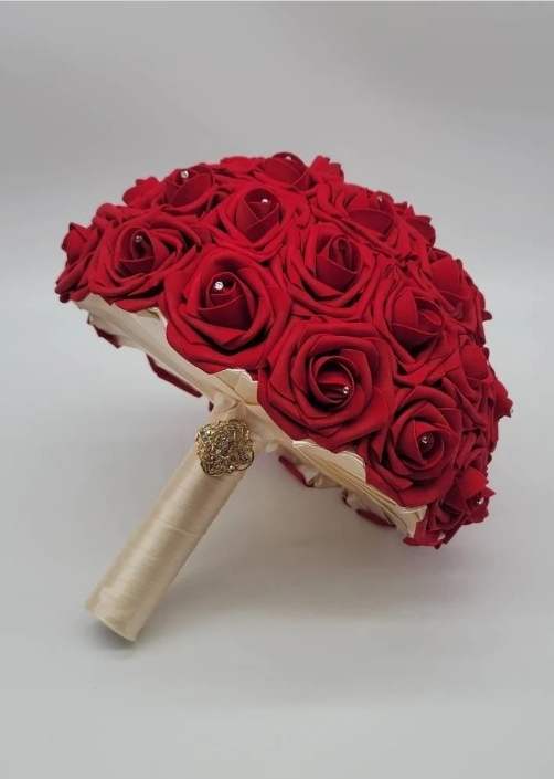 Red and Ivory Bridal Bouquet