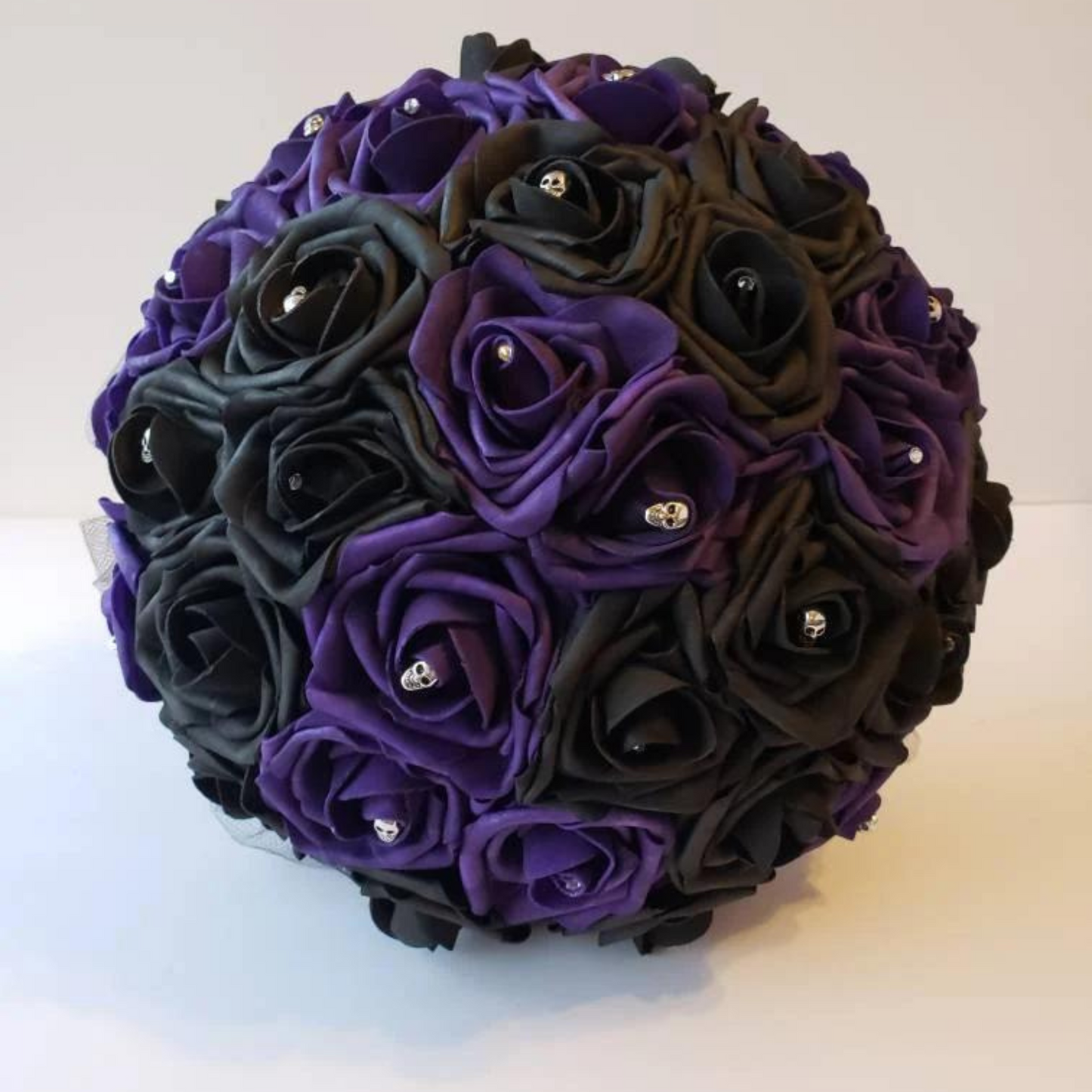 Gothic Skull Black and Purple Bridal Bouquet
