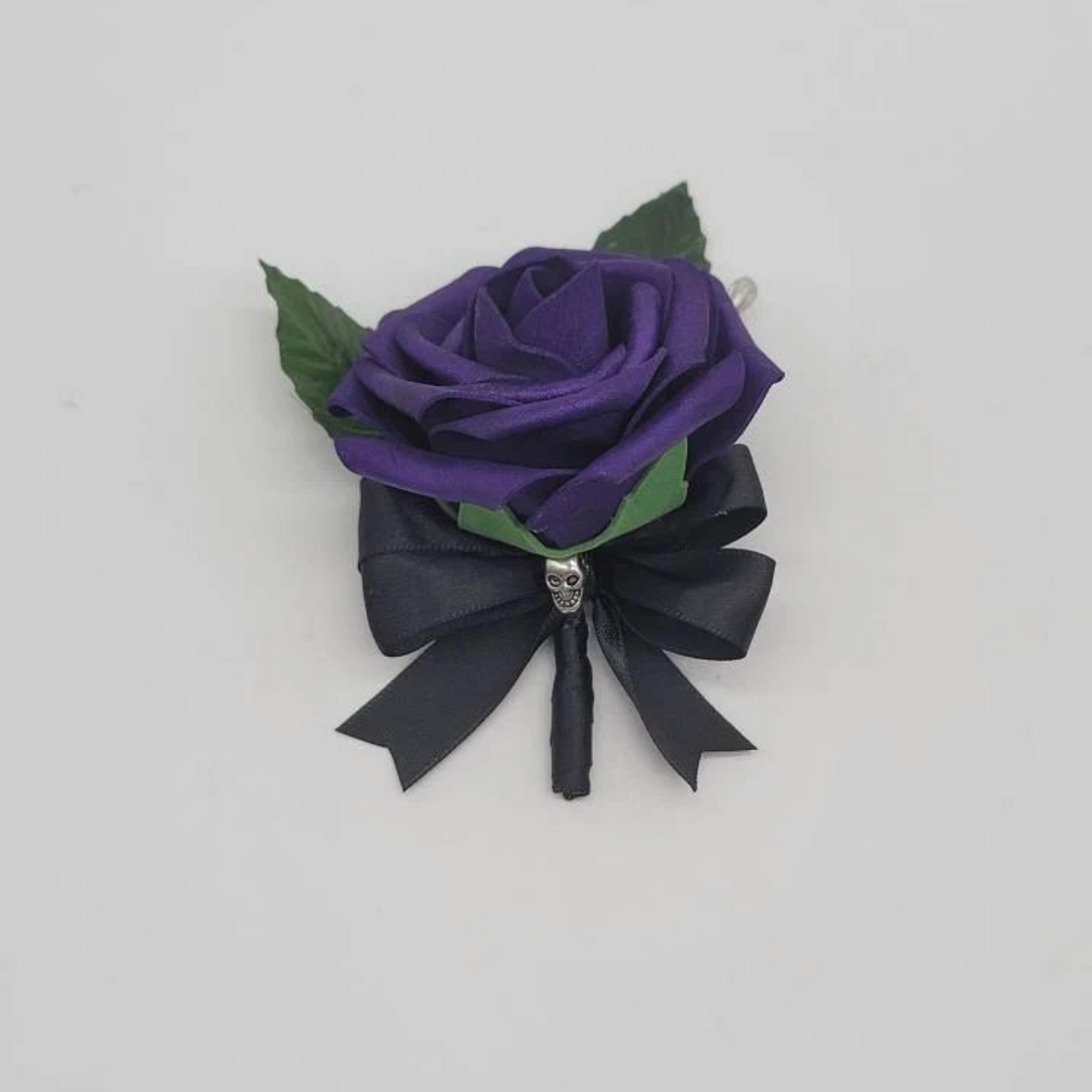 Gothic Skull Purple and Black Boutonnieres and Corsages