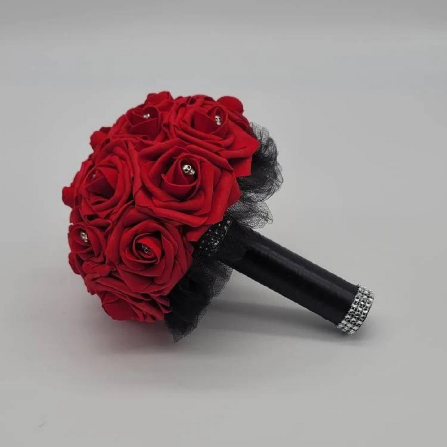 Gothic Skull Red and Black  Bridal Bouquet