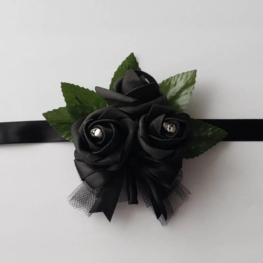 Gothic Skull Black Boutonnieres and Corsages