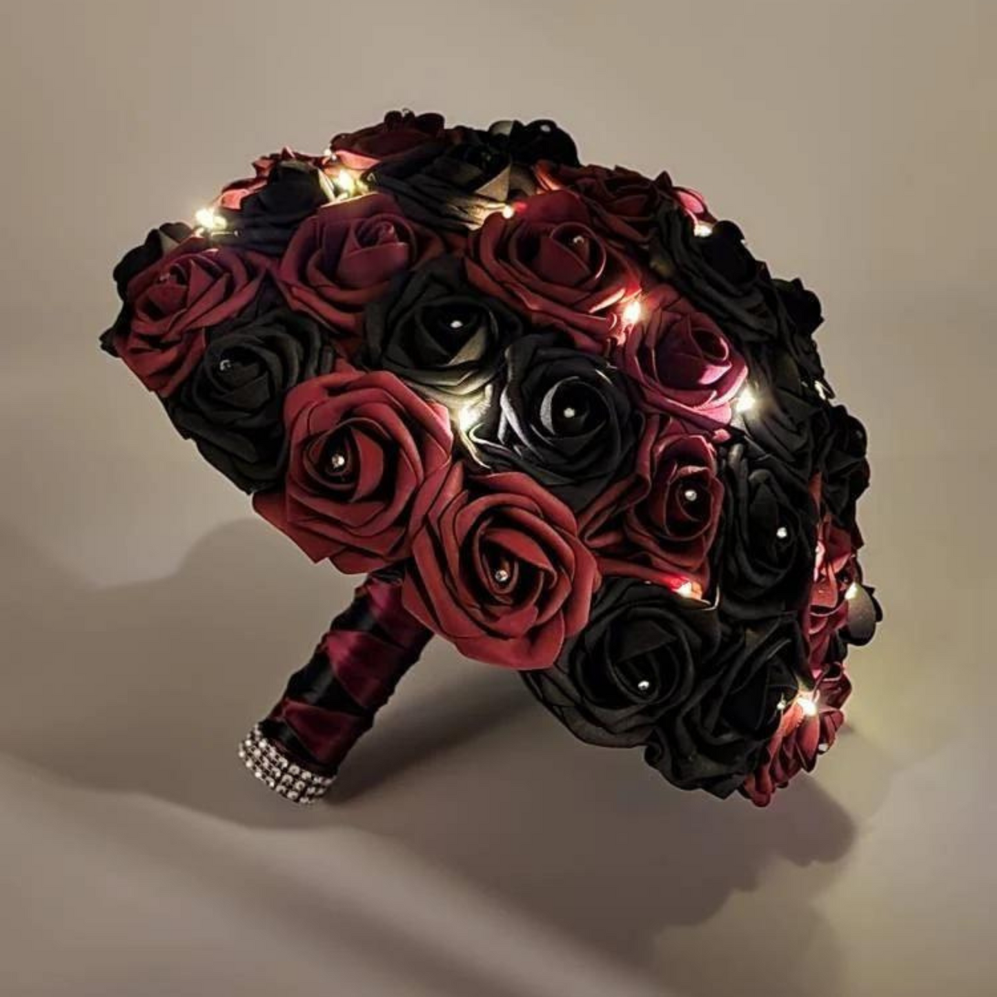 Fairy Lights Burgundy and black Bridal Bouquet