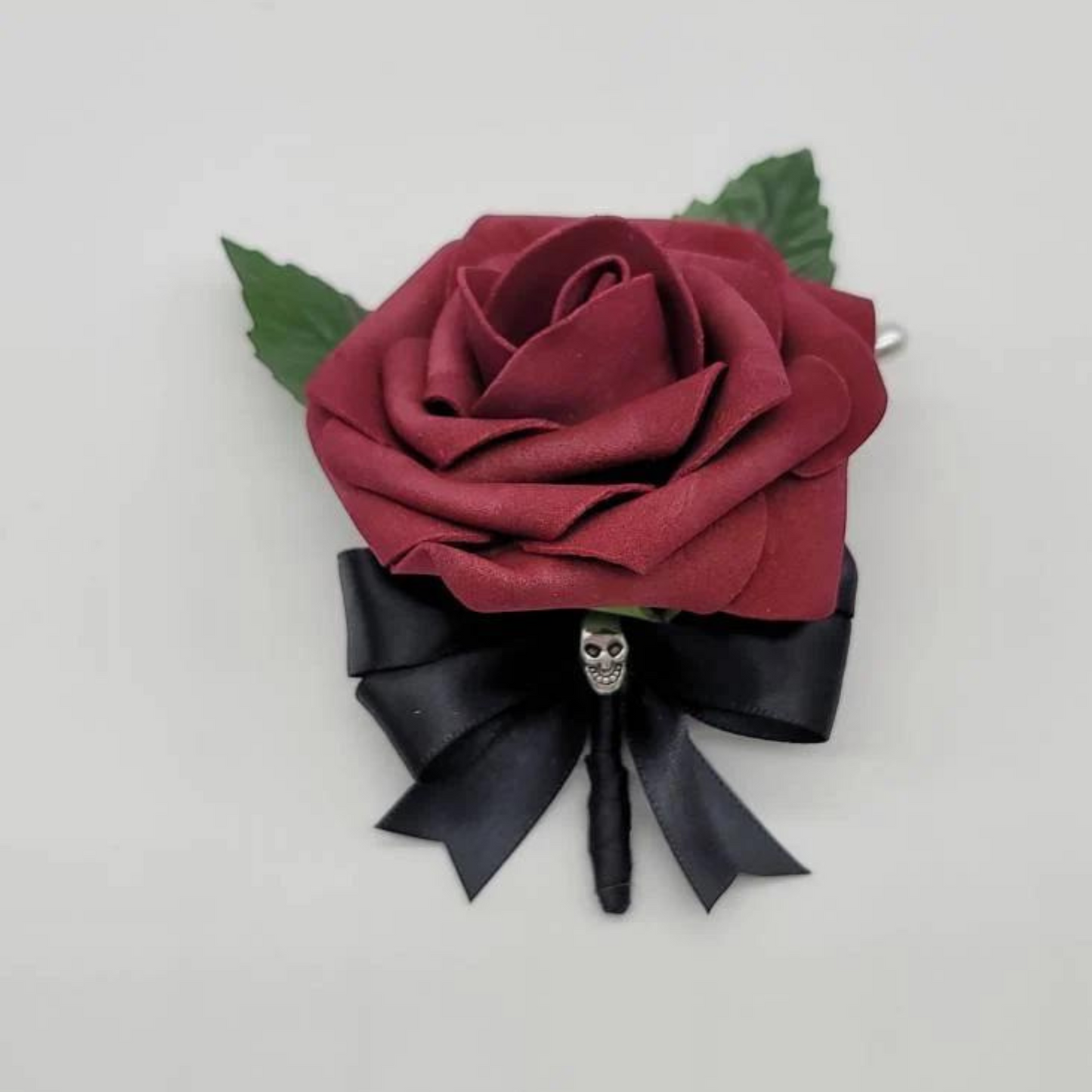 Gothic Skull Burgundy and Black Boutonnieres and Corsages